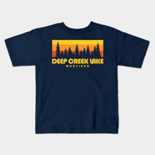 Deep Creek Lake Maryland Retro Vintage Trees Kids T-Shirt